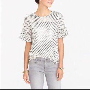 J Crew Ruffle Sleeve dotted blouse